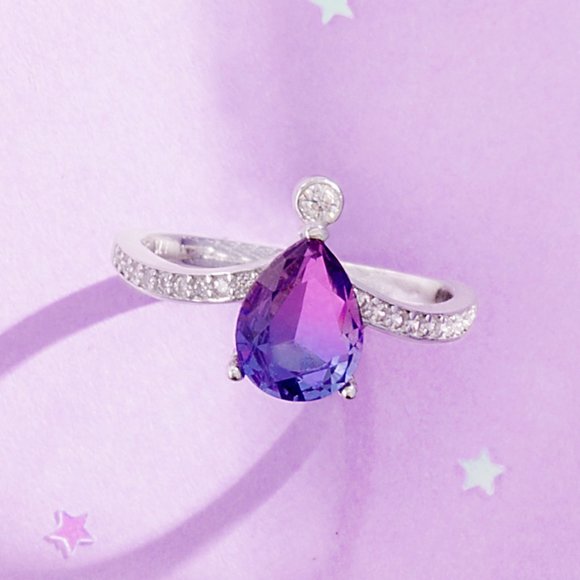 Pink & Purple Pear cut Gemstone Ring, 925 Sterling Silver Charmed Aroma - Picture 7 of 7